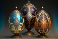 Elaborately Decorated Chocolate and Candy Easter Eggs - Generative AI Royalty Free Stock Photo