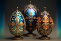 Elaborately Decorated Chocolate and Candy Easter Eggs - Generative AI Royalty Free Stock Photo