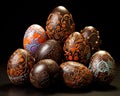 Elaborately decorated chocolate and candy Easter eggs. Royalty Free Stock Photo