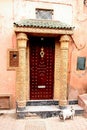 Elaborately decorated wooden front door Royalty Free Stock Photo