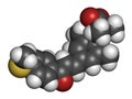 Elafibranor drug molecule. 3D rendering. Atoms are represented as spheres with conventional color coding: hydrogen (white), carbon Royalty Free Stock Photo