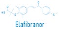 Elafibranor drug molecule skeletal chemical formula. Flat design Royalty Free Stock Photo