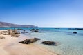 Elafonisi beach in Crete, Greece. Crystal clear sea water and blue sky