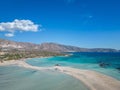 Elafonisi beach in Crete, Greece. Crystal clear sea water and blue sky