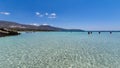 Elafonisi beach with crystal clear water and pink sand on Crete, Greece. Royalty Free Stock Photo