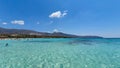 Elafonisi beach with crystal clear water and pink sand on Crete, Greece. Royalty Free Stock Photo