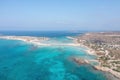 Elafonisi lagoon, Crete island Greece. Aerial drone view of turquoise water, beach with pink sand Royalty Free Stock Photo