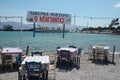 The small, beautiful Greek island of Elafonissos. Old fashioned taverna at the waters edge.