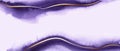 Elagant, chic horizontal background. Violet, lilac watercolor texture. Golden lines.