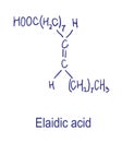 Elaidic acid chemical structure. Vector illustration Hand drawn. Royalty Free Stock Photo