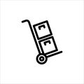 Handbarrow with boxes flat line vector icon