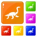 Elasmosaurine dinosaur icons set vector color