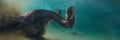 Elasmosaurus, plesiosaur from the Late Cretaceous period, 3d science illustration banner