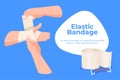 Elastic bandage. Help with hand injuries. Bandage of a person hand. Vector illustration Royalty Free Stock Photo
