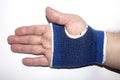 Elastic arm brace.Bandage for stretching and dislocation of the arm.Elastic armband.Elastic bandage on the wrist.