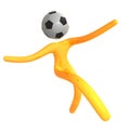 Elastic yellow humanoid icon catching soccer ball