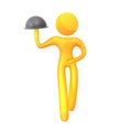 Elastic yellow humanoid icon serving food