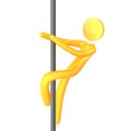 Elastic yellow humanoid on strip tease pole