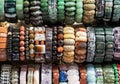 Elasticated bracelets made of various semi-precious stones