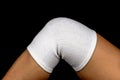Elasticated Knee Support on Black Background