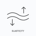 Elasticity flat line icon. Vector outline illustration of flexible surface. Black thin linear pictogram for flexibility