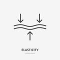 Elasticity line icon, vector pictogram of elastic material. Skincare illustration, anti wrinkle, facelift sign for Royalty Free Stock Photo