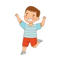 Elated Boy Jumping with Joy Expressing Excitement and Happiness Vector Illustration