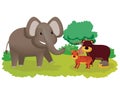 Elated Elephant and his friends Bear, tiger, and hedgehog