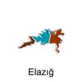 Elazig map on white background, Turkey map flat icon, vector illustration design template