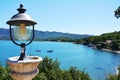 Elba island, iron lamp, hills, boats, sea, boats, in Italy, Europe