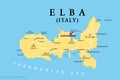 Elba, Italy, political map, Site of the first exile of Napoleon