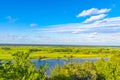 The Elbauen in Lower Saxony, Germany. You see a landscape with fields, meadows and the river Elbe Royalty Free Stock Photo