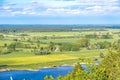 The Elbauen in Lower Saxony, Germany. You see a landscape with fields, meadows and the river Elbe Royalty Free Stock Photo