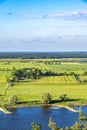 The Elbauen in Lower Saxony, Germany. You see a landscape with fields, meadows and the river Elbe Royalty Free Stock Photo