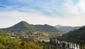 Elbe Labe river and hills panorama of Usti nad Labem - Brna - Cirkvice - Sebuzin towns Czechia Royalty Free Stock Photo