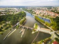 Elbe -Labe River in Nymburk - Nimburg. Royalty Free Stock Photo