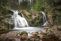 The Elbe river and waterfall in the mountains of Czech Republic