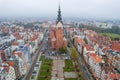 Elblag, Poland - October 2021 - aerial view of cathedral in Elblag city