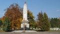 ELBLAG, POLAND - SEPTEMBER 2019: Elblag city, Poland. Soviet soldiers cemetery. Autumn