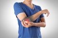 Elbow bones injury white background elbow pain Royalty Free Stock Photo