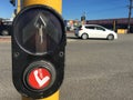 Elbow bump pedestrian crossing signal push button Royalty Free Stock Photo