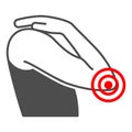 Elbow hurts solid icon, body pain concept, elbow pain vector sign on white background, glyph style icon for mobile Royalty Free Stock Photo