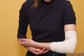 Elbow injury medical bandage Royalty Free Stock Photo