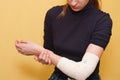 Elbow injury medical bandage Royalty Free Stock Photo