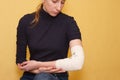 Elbow injury medical bandage Royalty Free Stock Photo