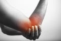 Elbow joint pain with red highlight