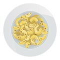 Elbow pasta in plate isolated on white background. Vector illustration. Royalty Free Stock Photo