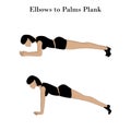 Elbows to palms plank exercise