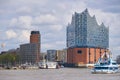 Elbphilharmonie concert hall in Hamburg with the boats marina on the front