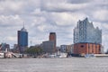 Elbphilharmonie concert hall in Hamburg with the boats marina on the front